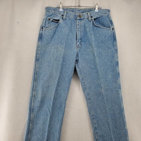 WRANGLER Jeans Men's Straight Leg 5-Pocket Regular Fit Denim Blue 36x30 - Picture 4 of 10